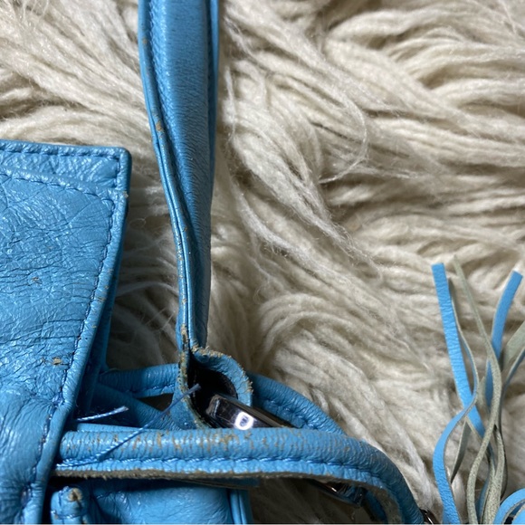 LOEWE Flamenco Sly blue  Leather Shoulder Bag - Picture 7 of 16